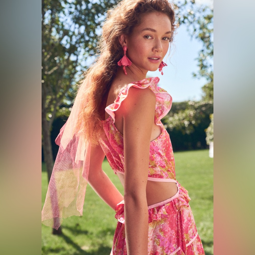 LoveShackFancy Madsen Floral Maxi Dress With Cut Outs - Picture 8 of 16